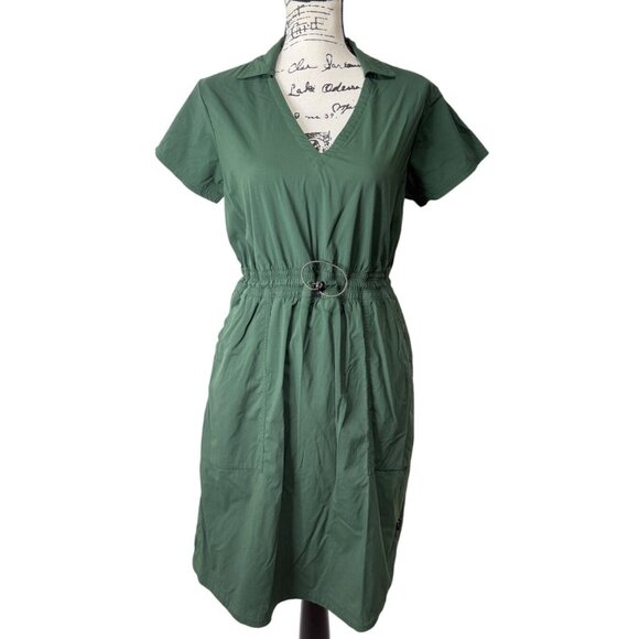 REI Co-op Womens Collared Dress Green Short Sleeve Pockets Travel Nylon Size M - Picture 1 of 8